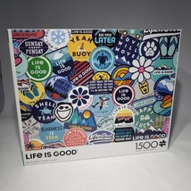 Buffalo Games Life Is Good Sticker Collage Jigsaw Puzzle 1500 Pc Complete - $11.95