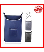 Large Navy Blue Hanging Laundry Hamper - XL Space Saver with Zipper Closure - $532.12 MXN