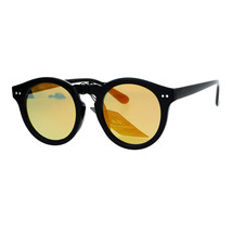 Unisex Fashion Sunglasses Black Round Keyhole Horn Rim Mirror Lens UV 400 - £13.43 GBP