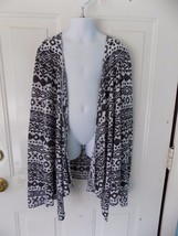 Justice Black and White Tribal Print Cardigan Sweater Size 16 Girl&#39;s EUC - $16.79