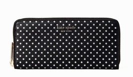 New Kate Spade Spencer Metallic Dot Slim Continental Wallet Black Multi - £52.47 GBP