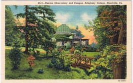 Pennsylvania Postcard Meadville Allegheny College Newton Observatory &amp; Campus - £6.42 GBP