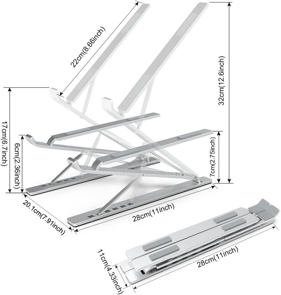 Adjustable Portable Aluminum Laptop Stand for 10" - 17" Devices - Ergonomic D... Item image 5