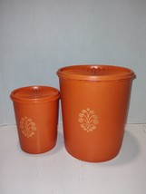 Set / 2 Vintage 1970s Tupperware Harvest Orange Canisters with Lids 805-... - £14.59 GBP