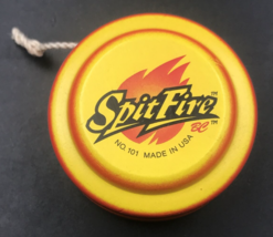 VTG BC Spit Fire Wood No 101 Yellow &amp; Red YoYo USA 2.25&quot; Dia - £9.48 GBP