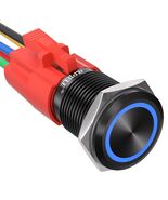 16mm Latching Push Button Switch 12v Dc On Off Black Shell With Led Ange... - €11,46 EUR