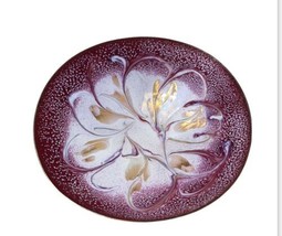 Emaljert Handarbeid E. Krage A/S Enamelware 6.25&quot;  Round Dish Decor Pink Norway - £24.78 GBP