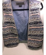 Women’s New Identity Vest Size Large 100% Cotton Ruffled Denim - $22.72