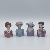 Vintage 1980’s AVON Porcelain American Fashion Lady Head Thimbles  LOT Of 4 - $15.44