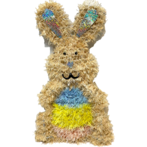 Vintage Tinsel Easter Bunny Wall Decoration Pastels and Brown Googly Eye... - $14.83