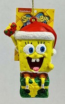 3.5&quot; SpongeBob Squarepants w/ Hat on Festive Present Christmas Ornament - £8.74 GBP