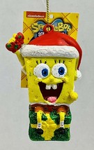 3.5" SpongeBob Squarepants w/ Hat on Festive Present Christmas Ornament - £8.91 GBP