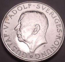 Huge Gem Unc Sweden 1972 10 Kronor~90th Birthday of Gustaf VI Adolf~Free... - $30.24