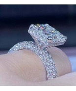 Halo Engagement Ring 3.45Ct Princess Cut Simulated Diamond 14k White Gol... - £216.06 GBP