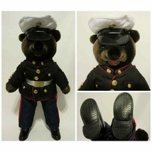 Teddy Bear Forces Of America Ira Green Uniform Marines Military Brown Vintage - £24.67 GBP
