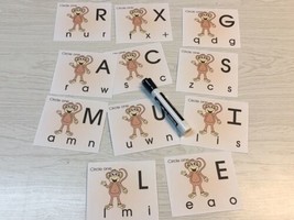 Monkey Uppercase Lowercase Alphabet match- Dry Erase Laminated Activity ... - £10.64 GBP