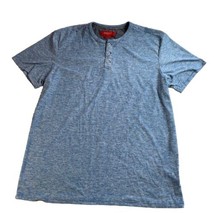 Bruno Milano Henley Shirt Men&#39;s Large Super Soft Blue Heathered Short Sl... - £11.69 GBP