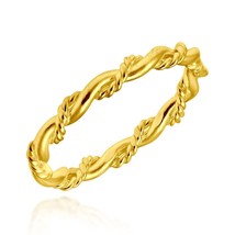 Intricate Braid Stackable Band .925 Gold Plated Sterling Silver Ring-7 - £12.24 GBP