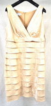London Times Golden Champagne Tiered Sleeveless Shimmer Pencil Dress 10 NWT - £38.53 GBP