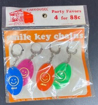 Vintage SMILEY FACE Keychain Hippie Peace Love Happy Smile Multi Color Party lot - £10.91 GBP