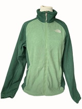 The North Face ladies green color block long sleeve zip jacket Large FLAWED - $19.24