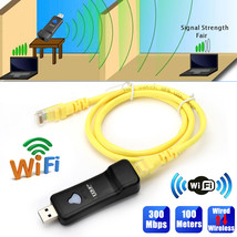 Wireless Receiver USB TV WiFi Adapter Network Card RJ45 WPS Repeater AP 300Mbps - £26.37 GBP