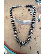Southwestern Large Navajo Pearl Style Saucer Shape Silver Beaded Necklace - £43.24 GBP