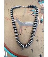 Southwestern Large Navajo Pearl Style Saucer Shape Silver Beaded Necklace - £41.10 GBP