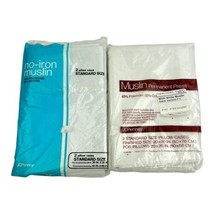 4 Vintage White Pillowcases Standard Size No Iron 2 sets Muslin JC Penney New - £7.82 GBP