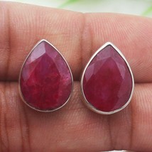 925 Sterling Silver Ruby Earrings Gift For Her Handmade Gemstone Jewelry - $23.55