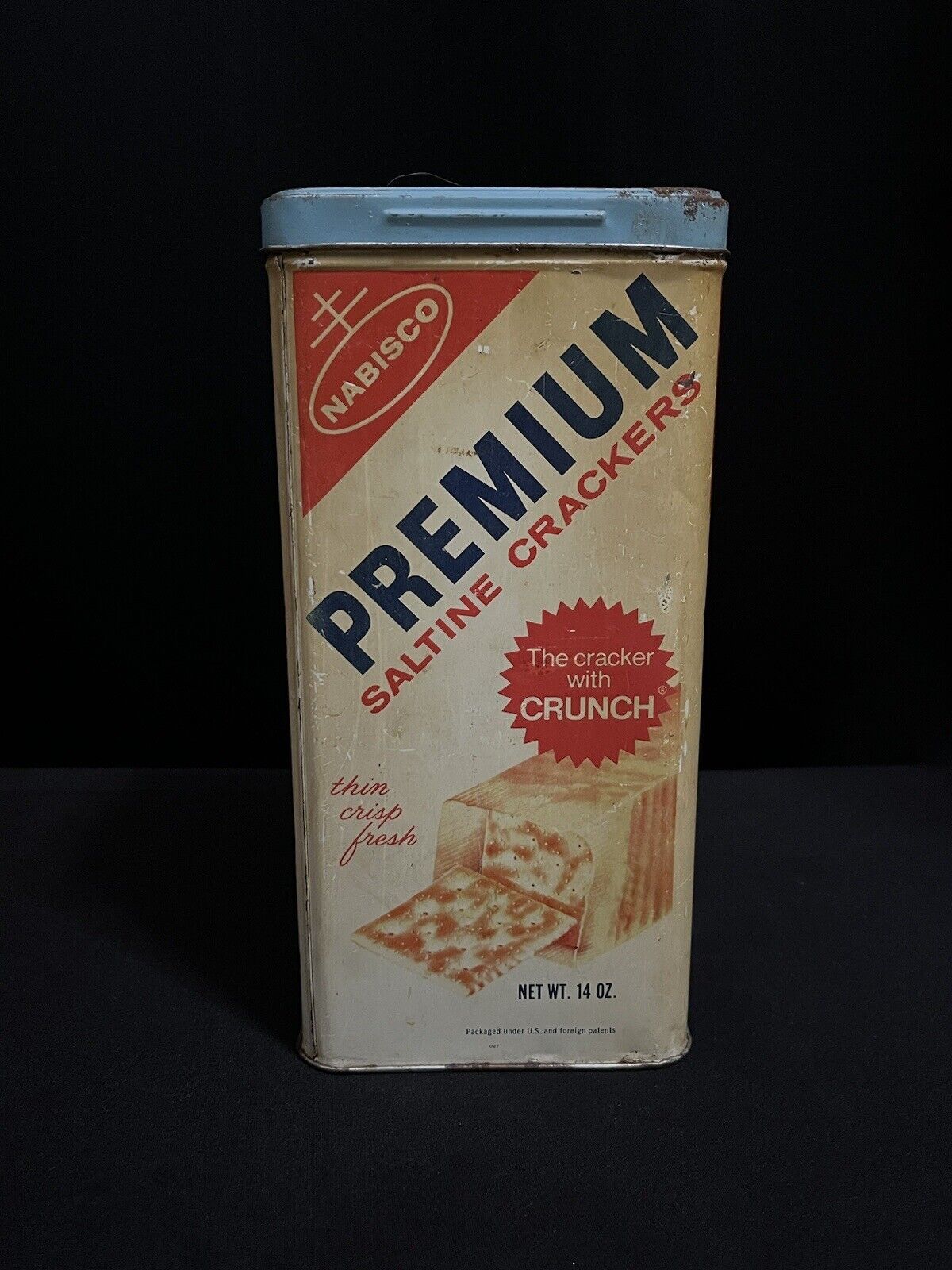 Vintage 1969 Nabisco Premium Saltine Crackers Metal Storage Tin 14oz - $15.00