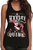 Harley Quinn DC Comics Outlaw Pose Juniors Racer Back Tank Top, Black - $11.39