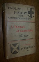 1889 SAINT THOMAS CANTERBURY ANTIQUE ENGLISH HISTORY BOOK REV HUTTON  - $36.62
