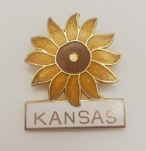KANSAS Golden Sunflower Collectible Souvenir State Lapel Hat Pin Pinback - $19.60
