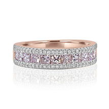 1.55ct Natural Fancy Light Pink Color Diamonds Engagement Ring 18K Solid Gold - £3,995.32 GBP