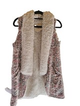 Hei Hei By Anthropologie Vest XS Womens Faux Fur Aztex Print Sleeveless - $43.45
