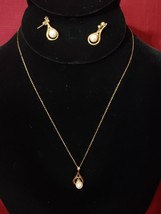 ATL Atlantic Jewelry Co Necklace Earrings 14K P Gold Pearls W small Diamonds - £123.71 GBP