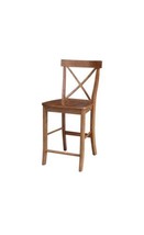 Solid Wood X-Back Counter Height Stool - 24&quot; H Distressed Oak - £101.68 GBP