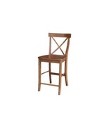 Solid Wood X-Back Counter Height Stool - 24&quot; H Distressed Oak - $176.56 CAD