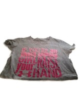 Under Armour Heat Gear Girls Youth Small YS Gray semi fit t-shirt grey pink hand - $8.77