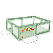 Extra-Large Safety Baby Fence with 50 Ocean Balls-Green - Color: Green - £92.26 GBP