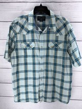 Cody James Regular Fit Mens 2XL Short Sleeve Pearl Snap Blue Plaid Western Shirt - £12.45 GBP