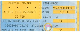 Zz Top Concert Ticket Stub Janvier 14 1991 Landover Maryland - £32.46 GBP