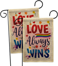 Love Always Wins Burlap - Impressions Decorative 2 pcs Garden Flags Pack GP13720 - £27.91 GBP