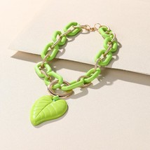 Chunky Color Acrylic Leaf Pendant Necklace Fuchsia - £27.35 GBP+