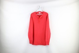 Vintage 90s Gap Mens Large Thermal Ribbed Knit Long Sleeve Henley T-Shirt Red - $49.45