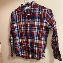 Old Navy Girls Shirt Button Up Plaid Longsleeve Red Blue White Yellow Ch... - £3.40 GBP