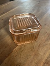 Federal Pink Depression Glass Square Ribbed Refrigerator Dish ~W/Lid 3.5... - $20.00