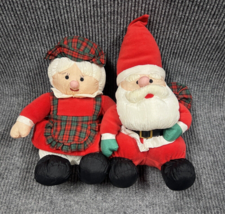 VTG 90’s Nylon Santa &amp; Mrs. Claus Parachute Gibson Greeting 14” Christmas Plush - £21.40 GBP