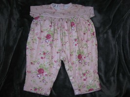 Baby Nay Girl Shabby Floral 6-9 Cotton Romper Clothes Outfit Pink Flower... - £7.75 GBP